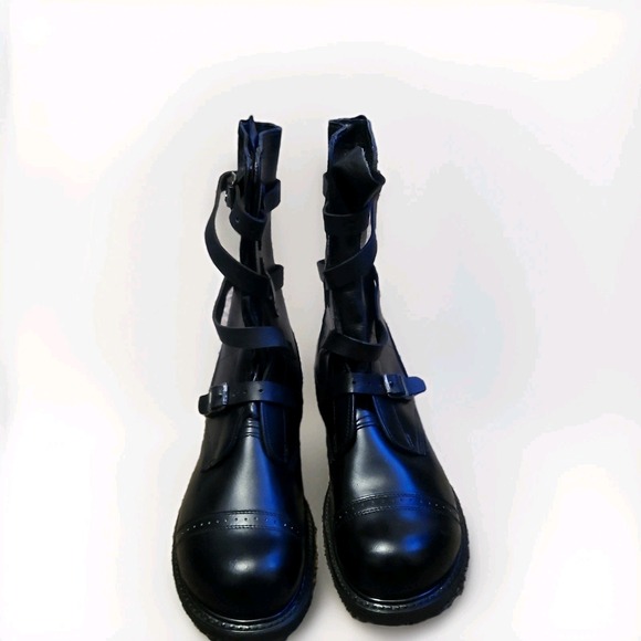 HH Double H Men's Tanker Belted Military Combat Leather Boots Size 10.5 E Wide - Picture 4 of 9